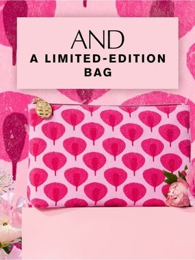 New Estée Lauder Pink Palm Cosmetic Bag (9x5x2)